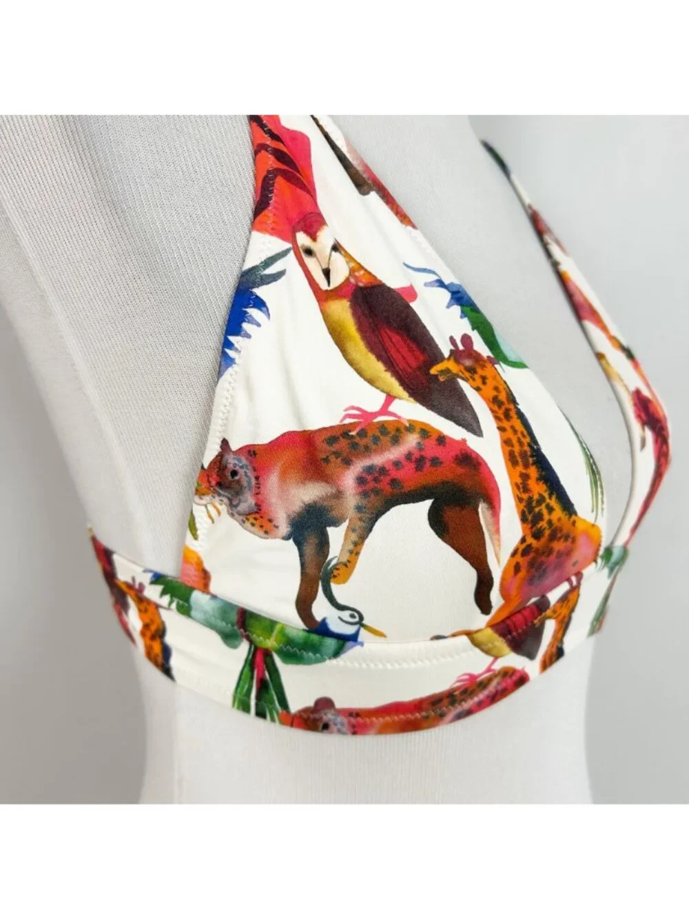 J.Crew Colorful Jungle Animal Print Bikini Swim Suit Top Size Medium Women's